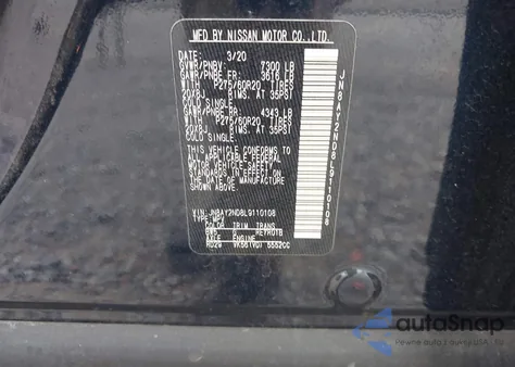 2020 Nissan Armada Sl 2Wd from USA, damaged, VIN JN8AY2ND8L9110108